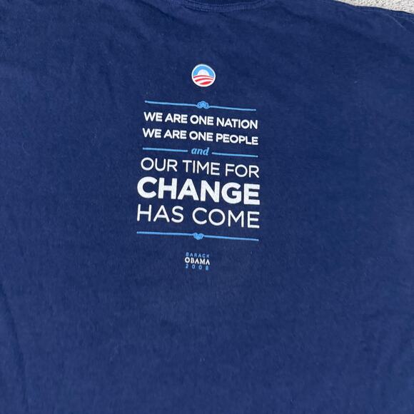 Obama Biden Shirt Mens XL Blue 2008 Election Change Can Happen Bayside Tee - Picture 8 of 11